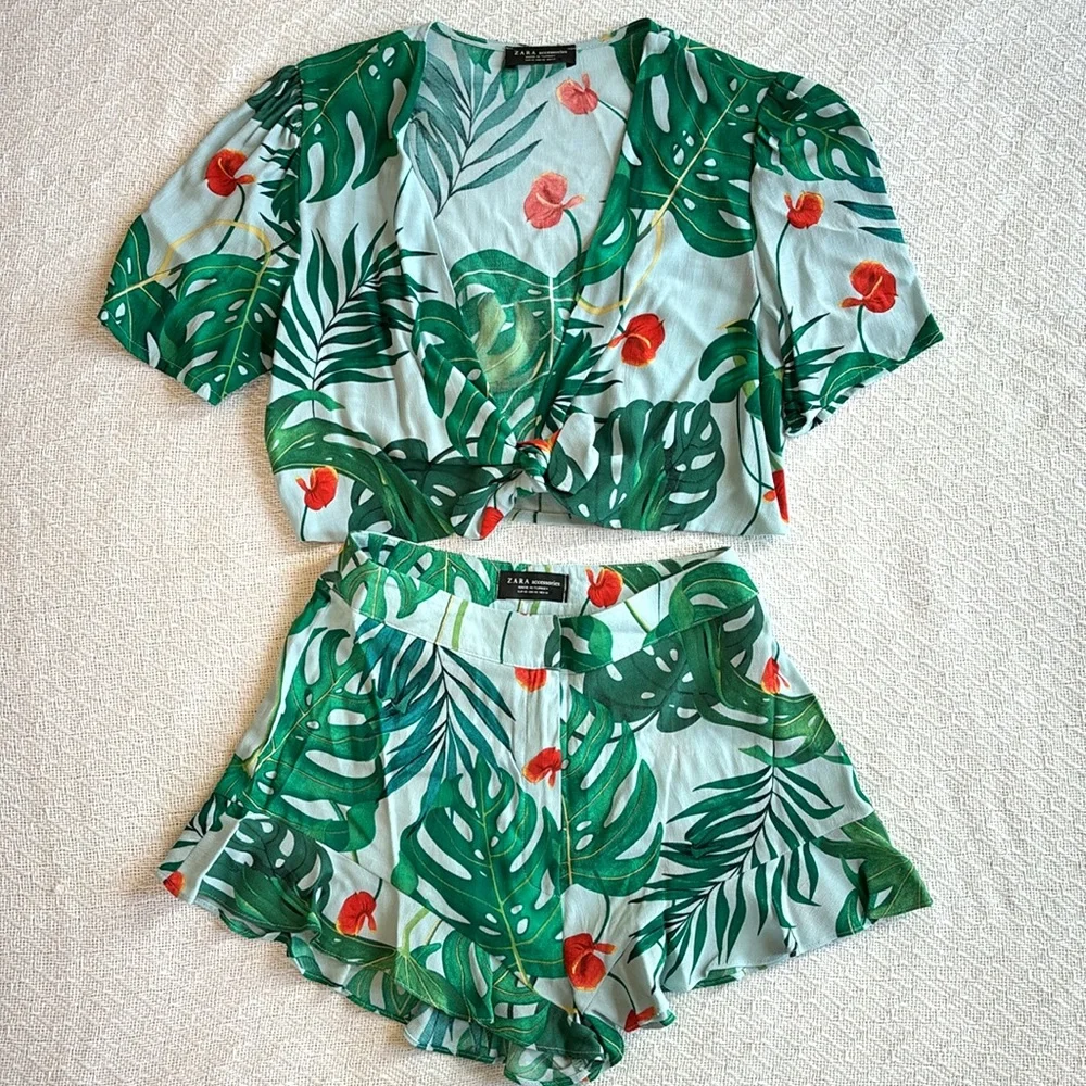 Zara | Tropical Leaf 2-piece Set - XS - Picture 5 of 6